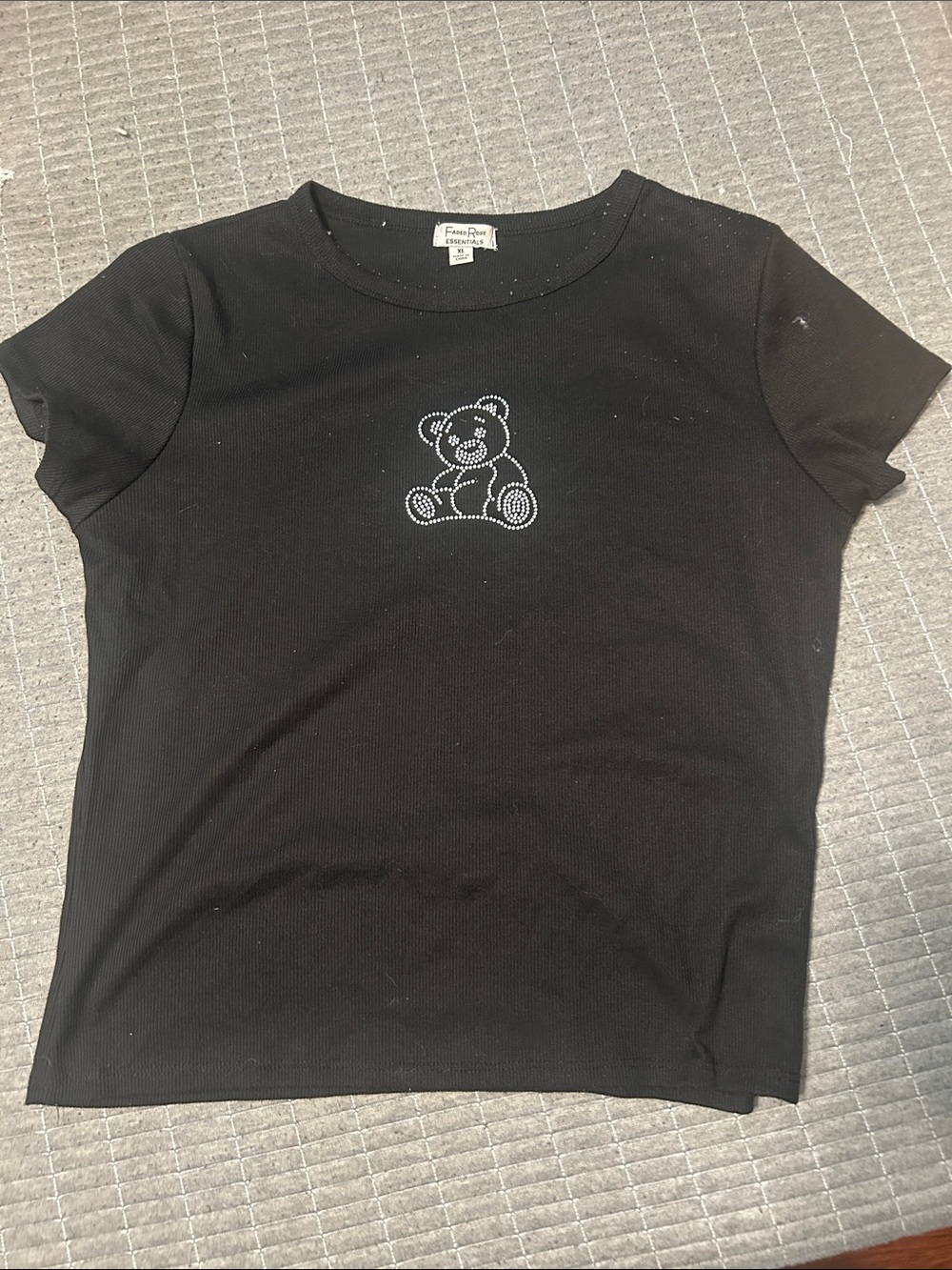 Black Rhinestone Teddy Tee